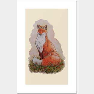 Watercolor Autumn Regal Fox Posters and Art